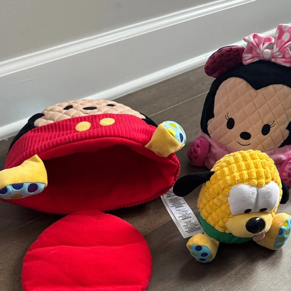 Disney Mickey & Minnie Nesting Plush Set with Pluto Stuffed Animals 3-Piece